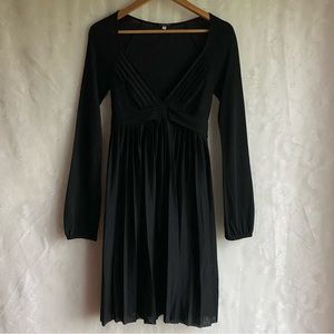 Patrizia Pepe Firenze Women's Black Wool Blend Dress Long Sleeve Pleated S